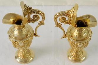 Antique solid silver gilt Baroque French Cruets
